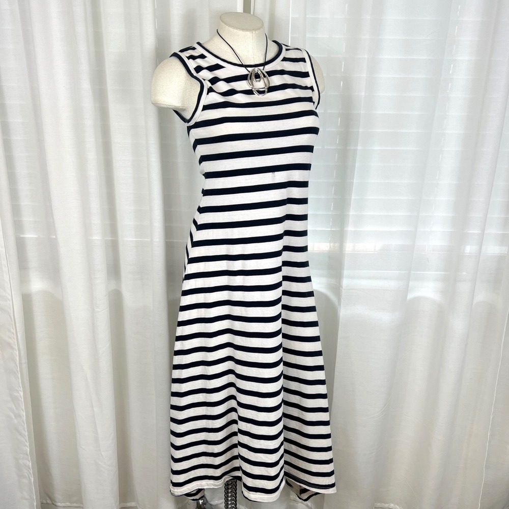 J.CREW Striped Sleeveless High Low Midi tank Dress Small petite coastal vacation